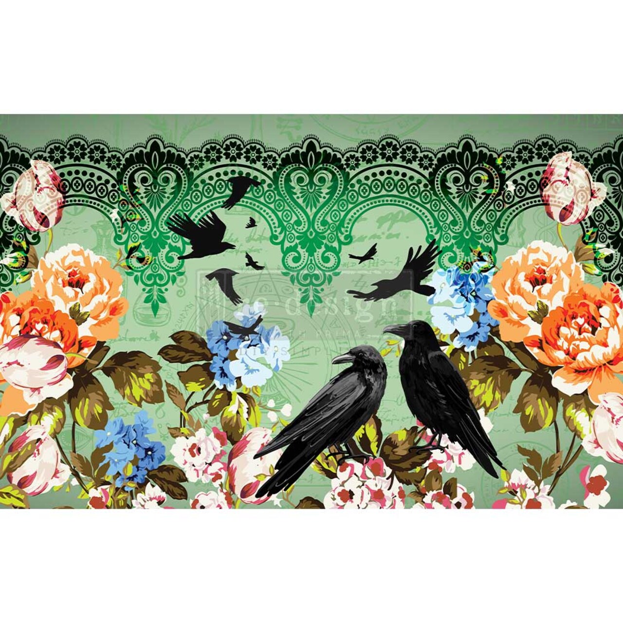 Redesign With Prima Decoupage Decor Tissue Paper - Cece Retro Garden - 1 sheet, 19.5"x30" 655350657116